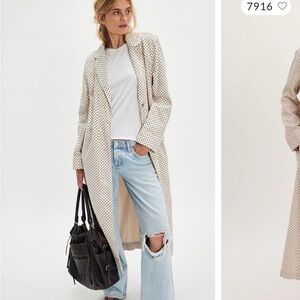 Free People Polka Dot Trench Coat - Cream and Black